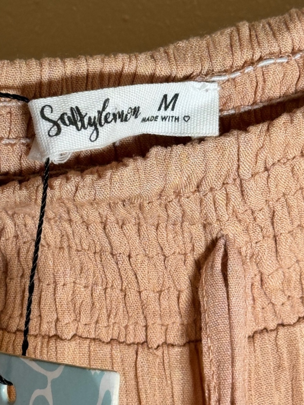 Salty Lemon Nude Boho Lounge Pants Smocked Waist Wide Leg NWT M - Picture 2 of 8